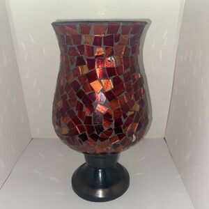 Red Mosaic Hurricane Vase
